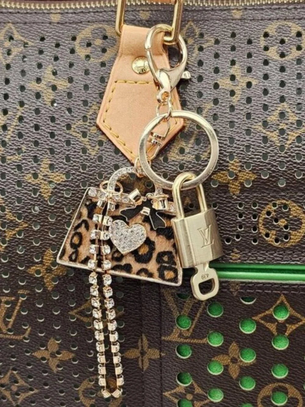 Authentic Louis Vuitton Lock & Key Gold ✨ Unbranded Keychain Bag Charm LV